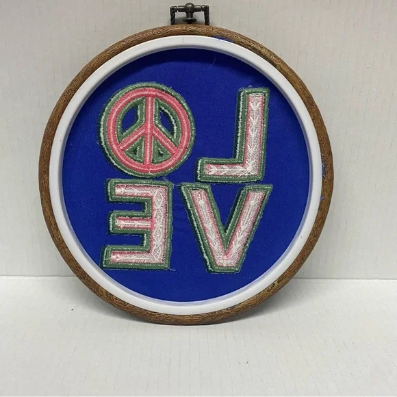 Blue Embroidered LOVE Wall Art - Picture 2 of 3